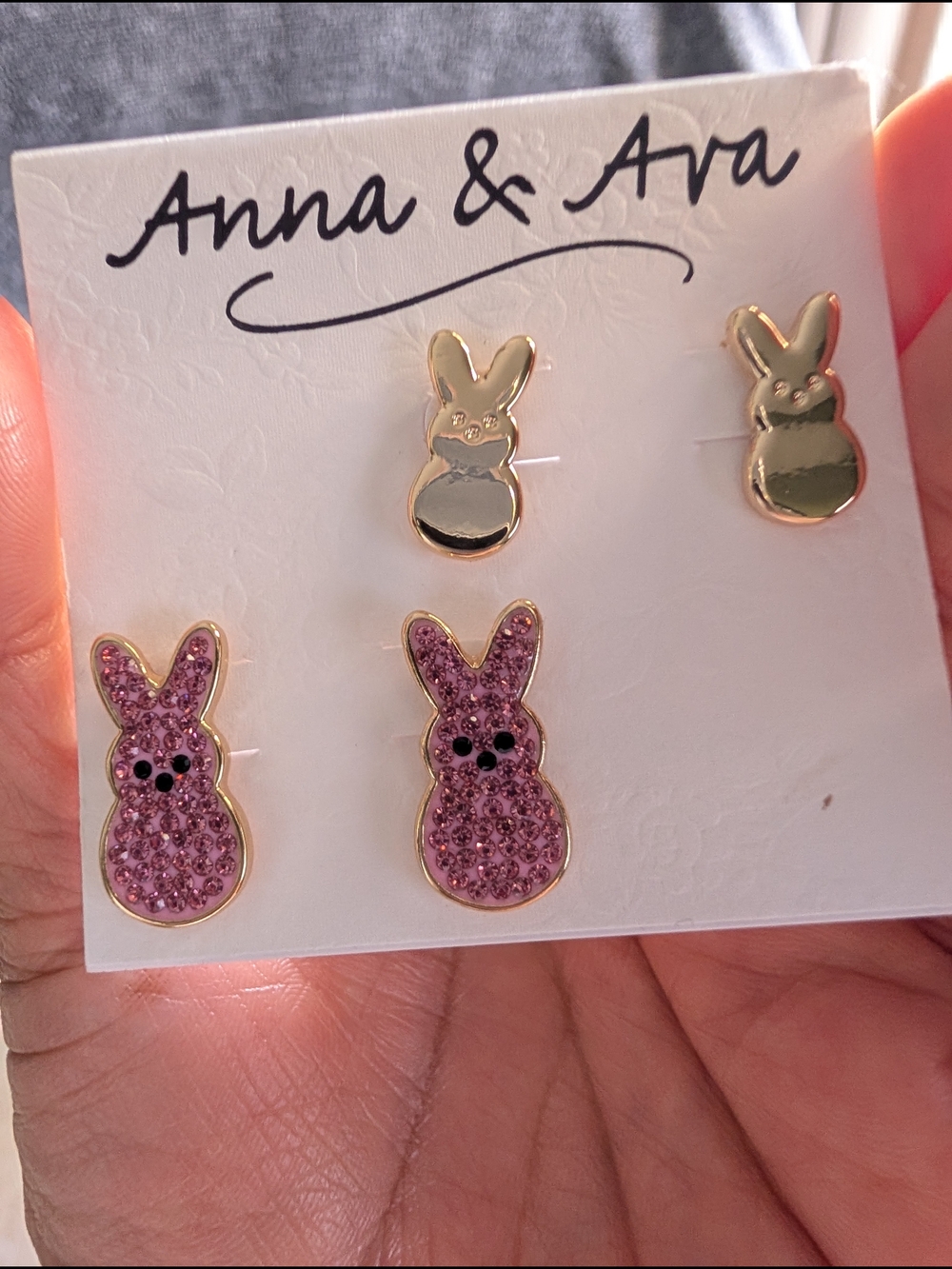 Anna & Ava Kids Pink Bunny Stud Earring Set